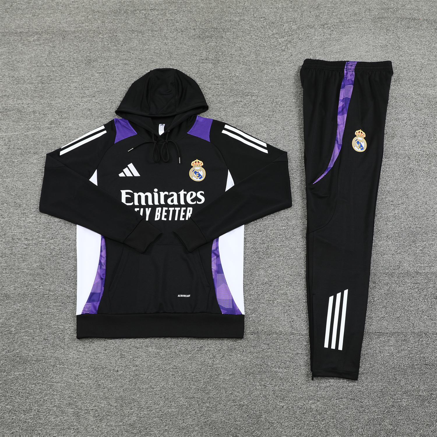 Real Madrid 24-25 Training Hoodie Set - Black Hoodie and Black Pants - Unitedfutballjersey