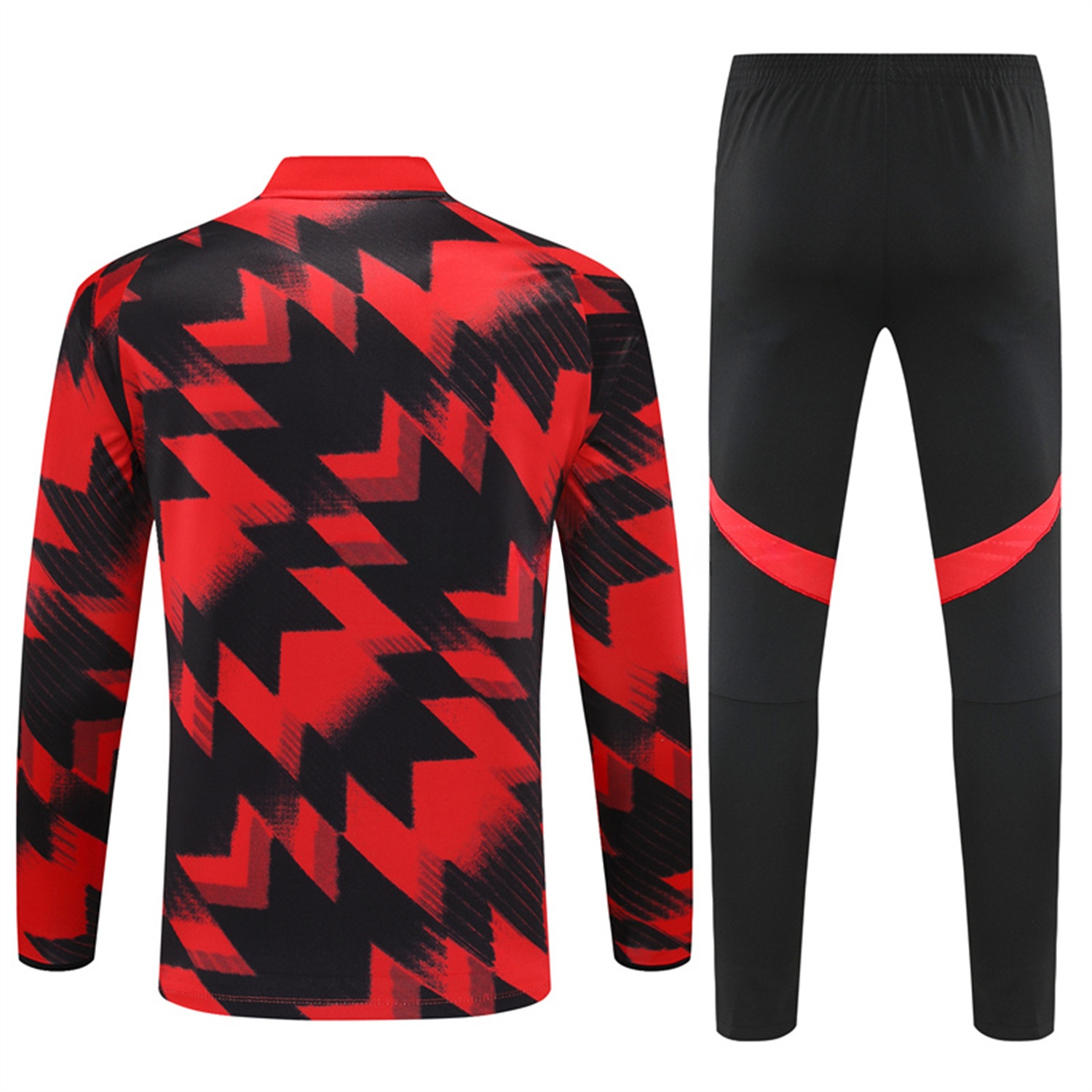 Manchester United 25-26 Kid Long Sleeves Training Set - Red-Black Top & Black Pants - Unitedfutballjersey