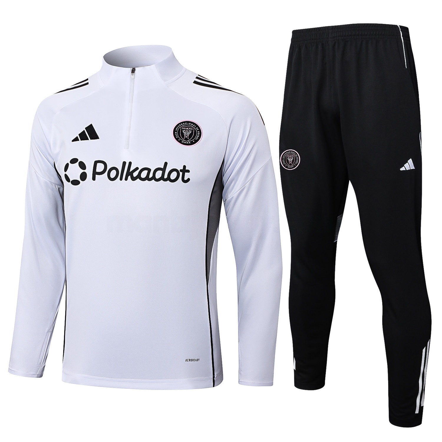 INT M.A.M 25-26 Long Sleeves Training Set - White Top & Black Pants - Unitedfutballjersey