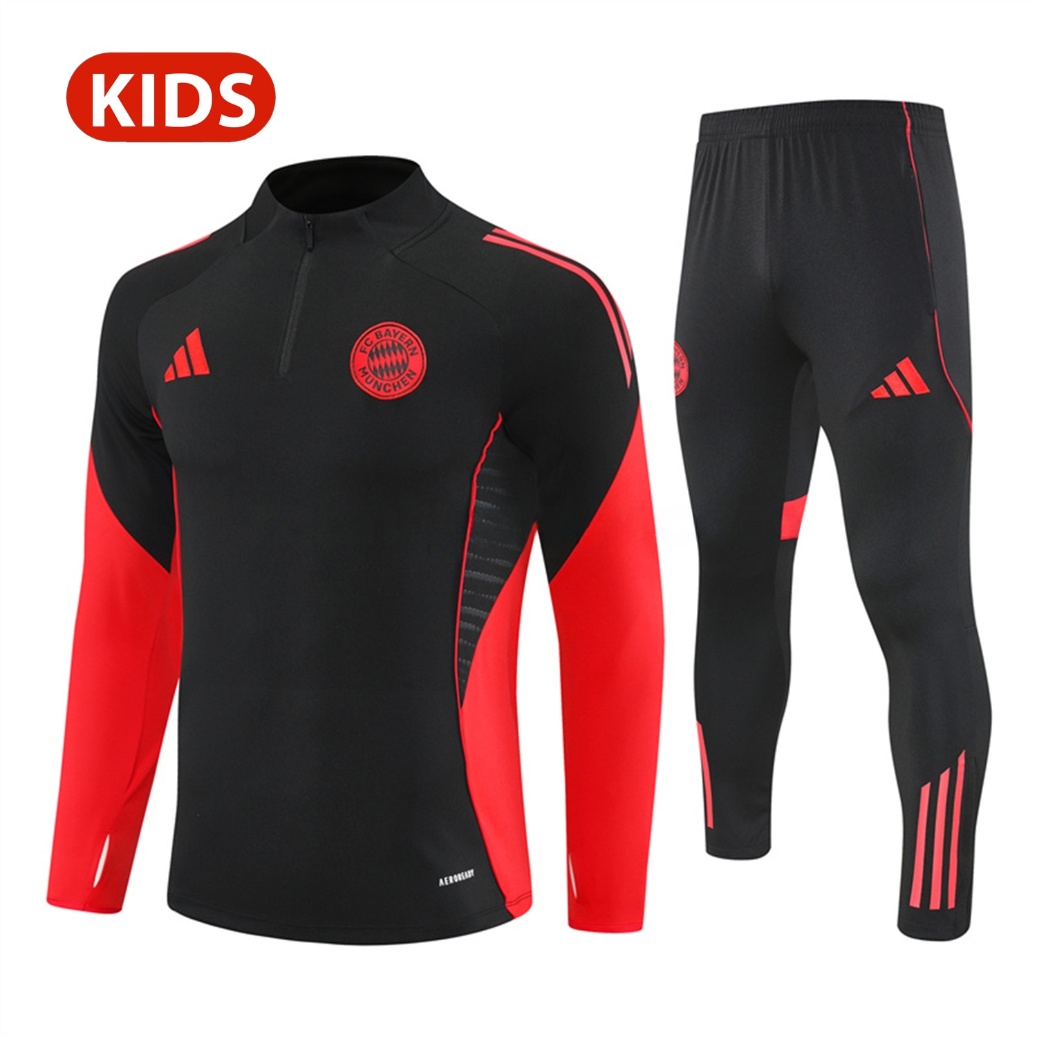 Bayern Munich 25-26 Kid Long Sleeves Training Set - Black Top & Black Pants - Unitedfutballjersey
