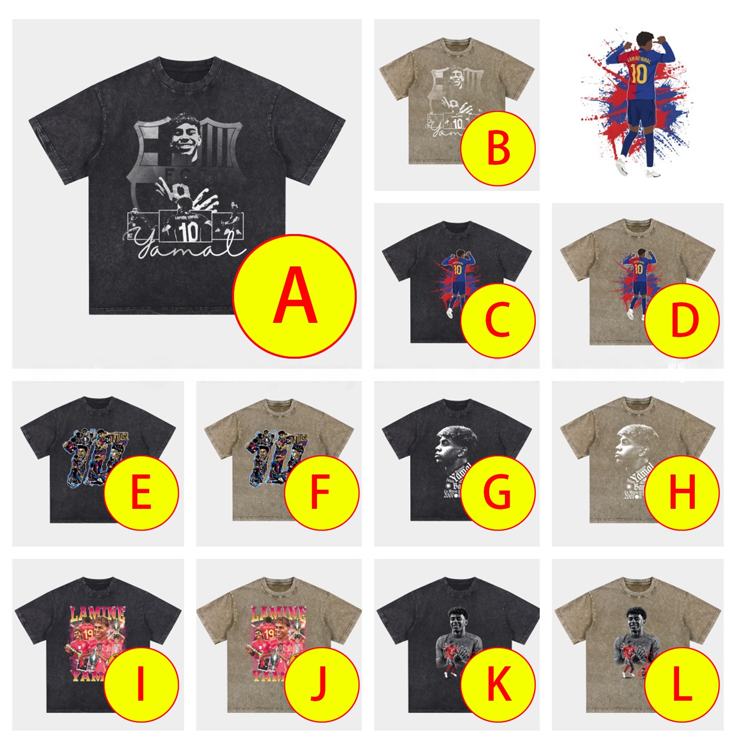 LAMINE YAMAL - Barcelona No. 10 Legend Continues 2025 Oversized Washed T-Shirt - Unitedfutballjersey