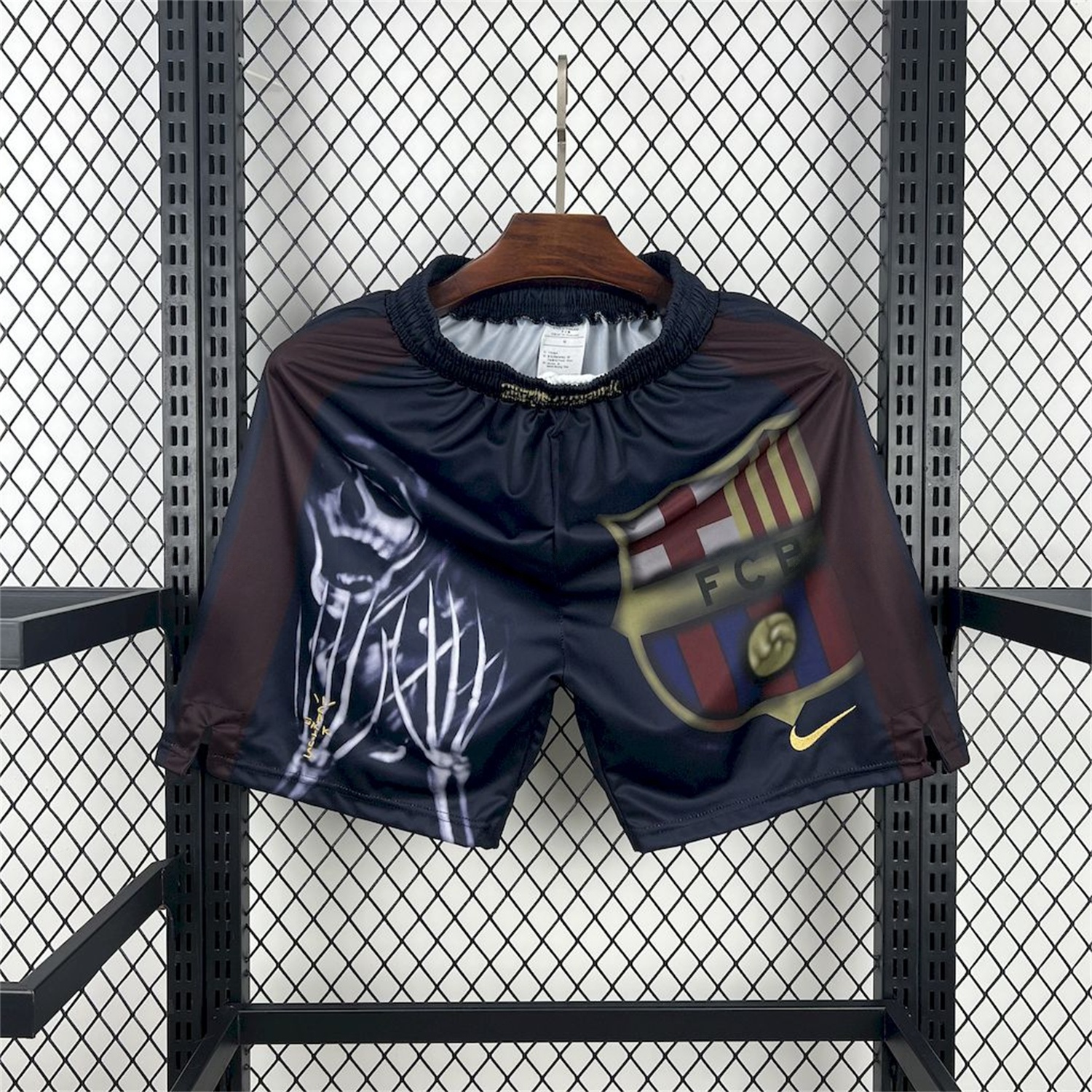 Barcelona x Travis Scott 25-26 Black Skeleton Shorts - Unitedfutballjersey