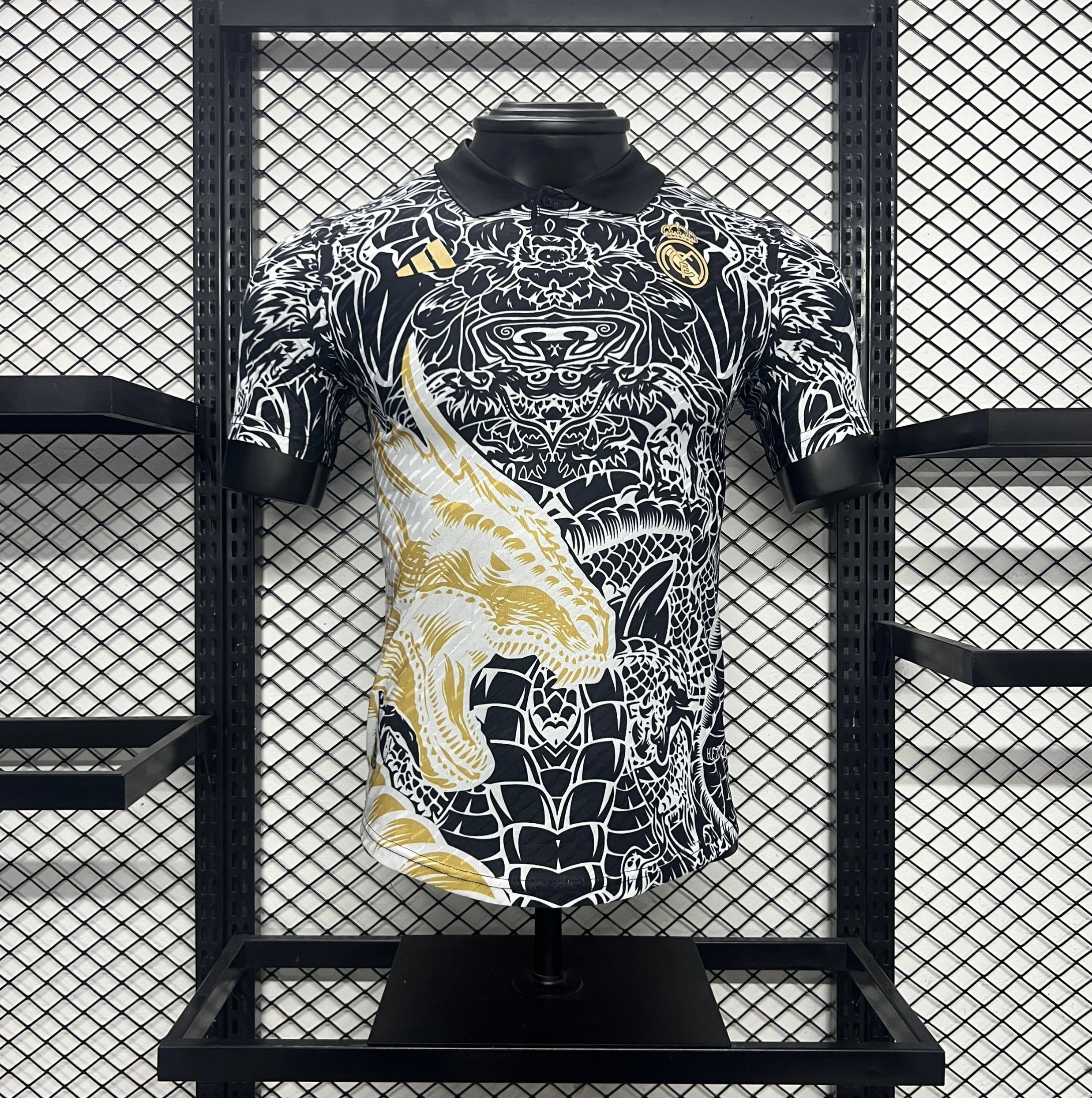 Real Madrid 24-25 White Dragon Special Edition Black Jersey - Player Version - Unitedfutballjersey