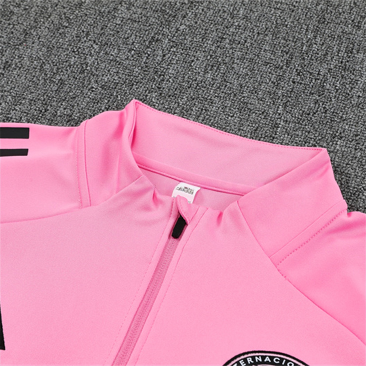 INT M.A.M 25-26 Long Sleeves Training with Black Sponsors Set - Pink Top & Black Pants - Unitedfutballjersey