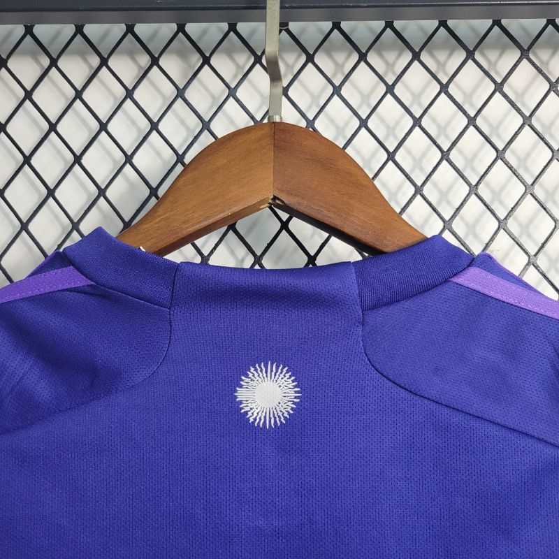 Argentina 3 Stars 22-23 Away Stadium Kids Kit ( with 2022 World Champions Patch ) - Unitedfutballjersey