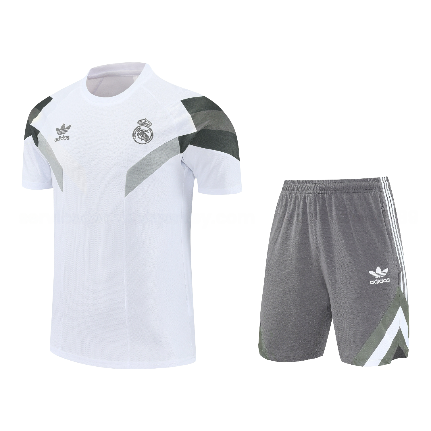Real Madrid 25-26 Short-Sleeve Training Set - White Top & Gray Shorts - Unitedfutballjersey