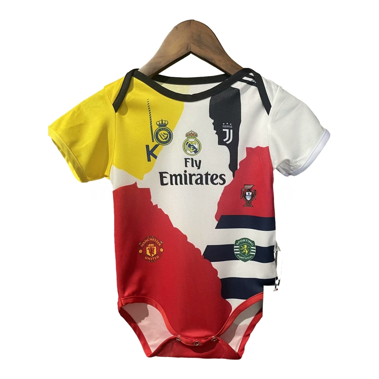 Cristiano Ronaldo Career Commemorative Baby Crawling Suit - Real Madrid Juventus Portugal Manchester United Al Nassr Sporting CP - Unitedfutballjersey