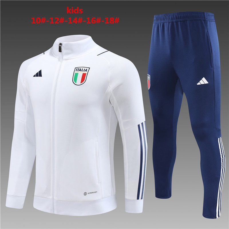Italy 23-24 Kids Jacket Training Tracksuit -White - Unitedfutballjersey