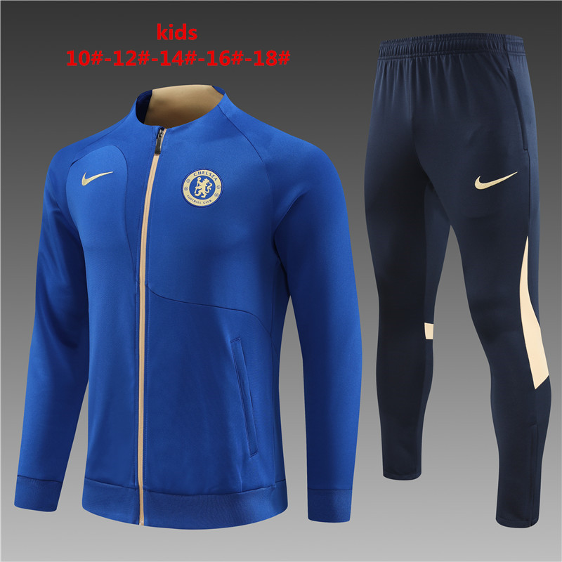Che 23-24 Kids Jacket Training Tracksuit - Blue - Unitedfutballjersey
