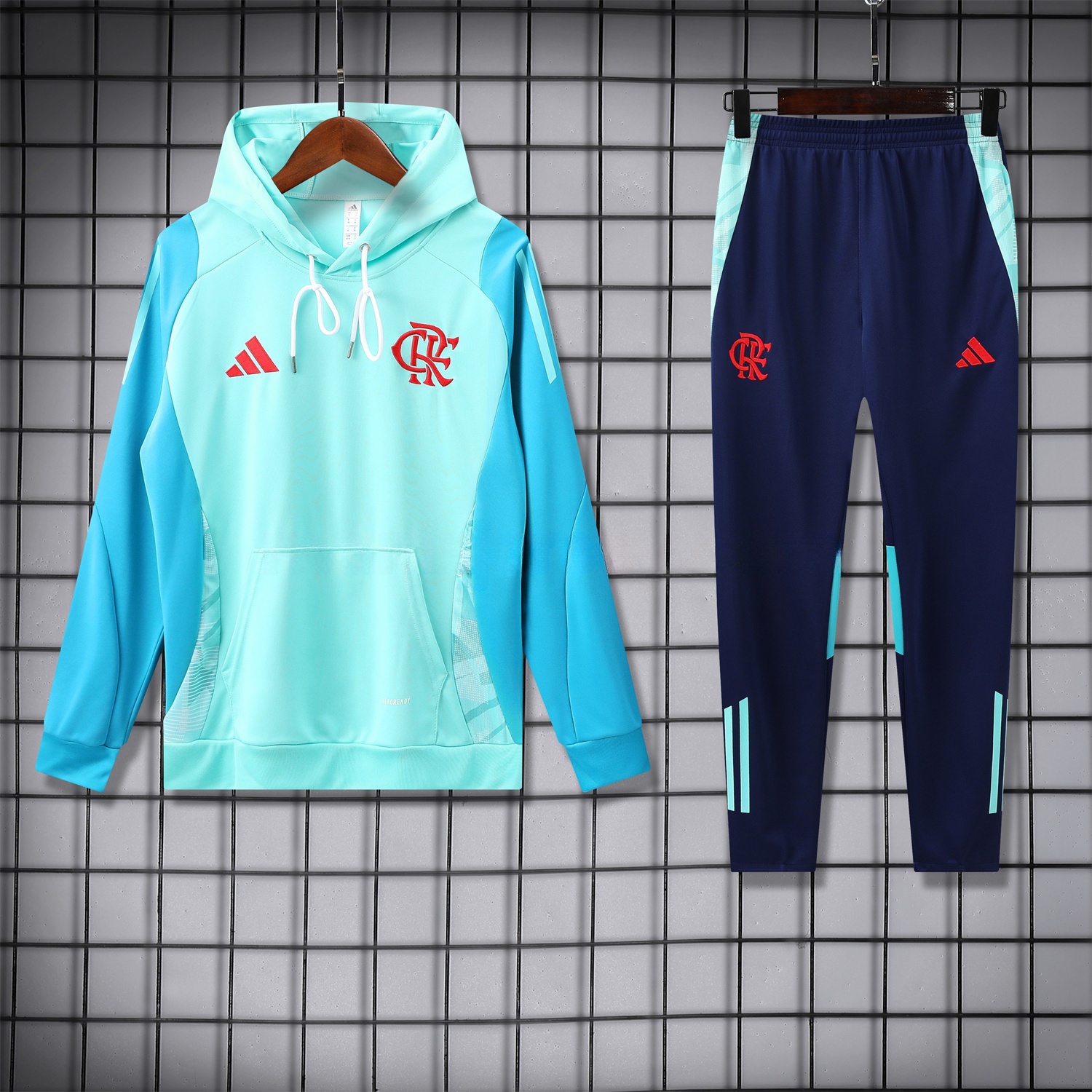 Flamengo 25-26 Traning Hoodie Set - Light Blue With Royal Blue - Unitedfutballjersey