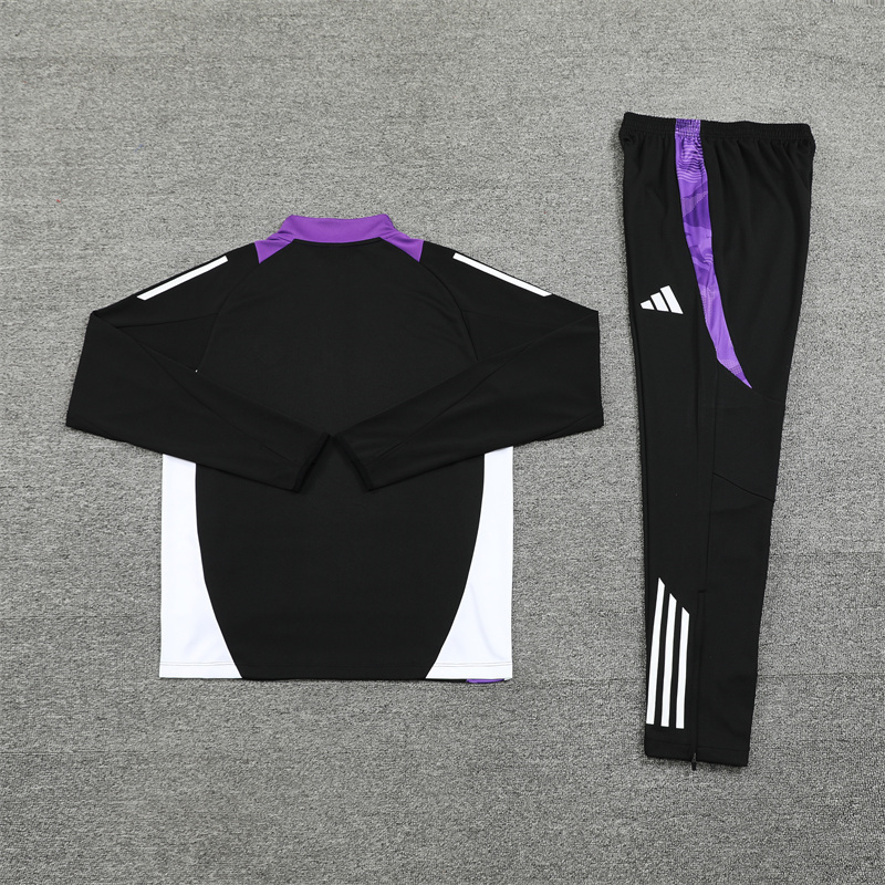 Real Madrid 24-25 Long Sleeve Training Set - Black and Purple - Unitedfutballjersey
