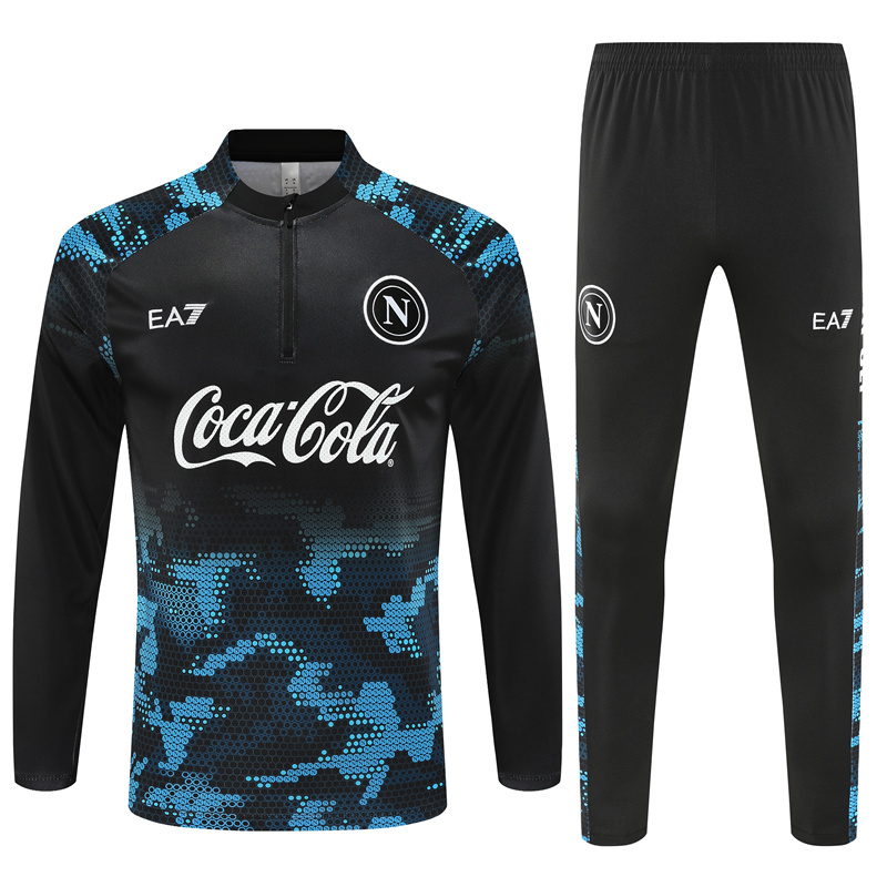 Napoli 24-25 Kids Long Sleeve Training Set - Black Blue - Unitedfutballjersey
