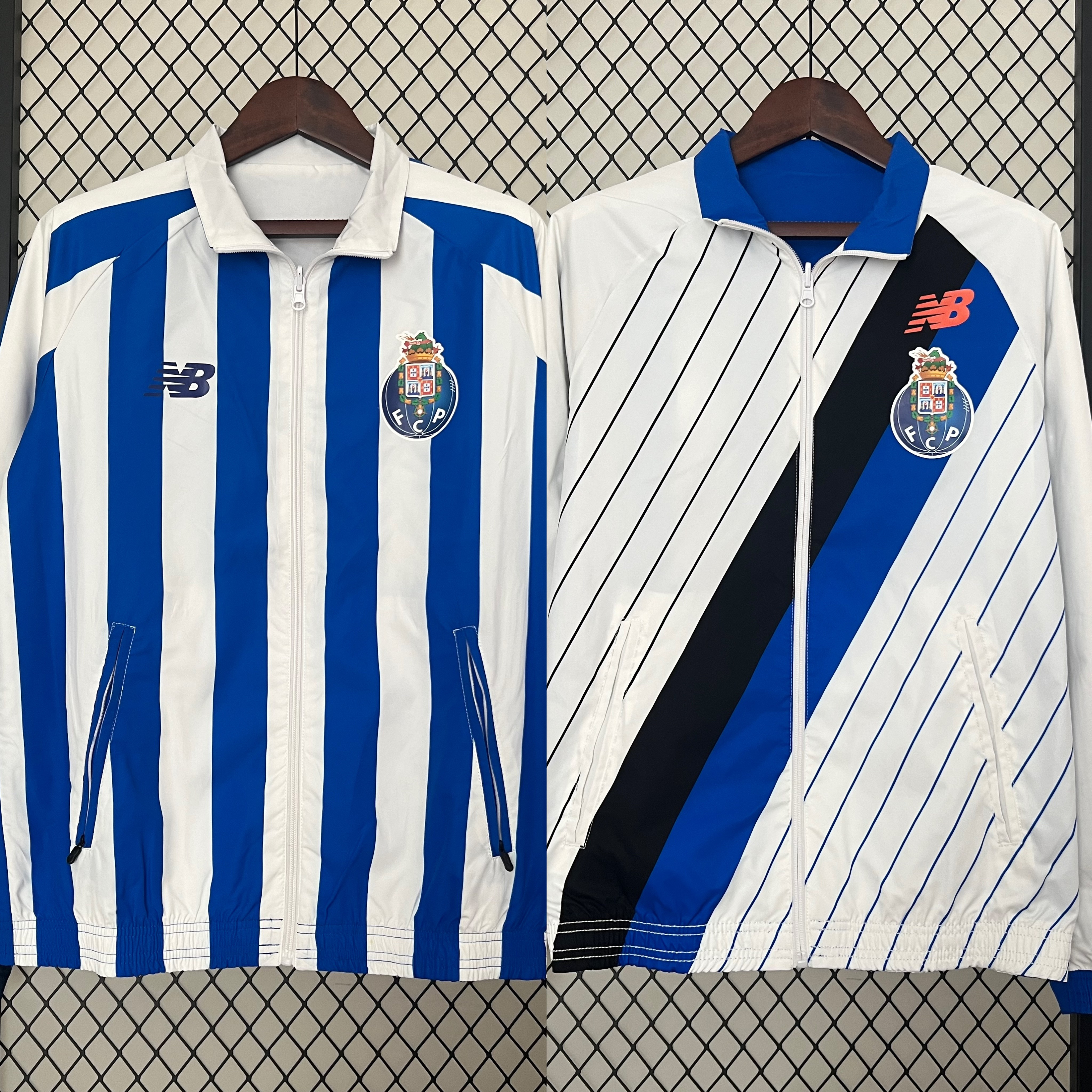 Porto 24-25 Double Sided Reversible Windbreaker - Blue & White - Unitedfutballjersey