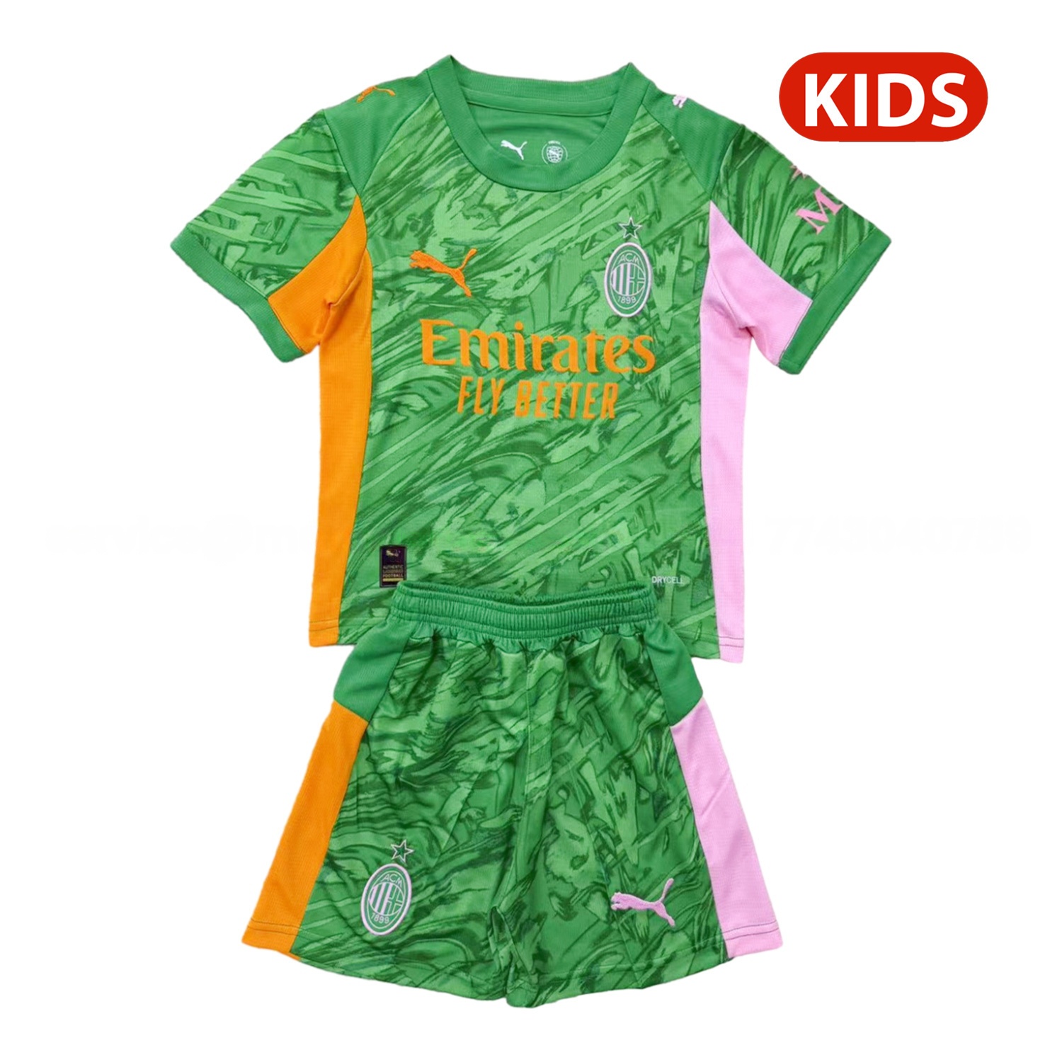 AC Milan 25-26 Green Goalkeeper Kids Kit - Unitedfutballjersey