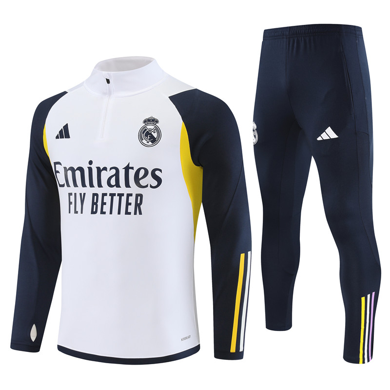 Real Madrid 23-24 Kids Long Sleeve Training Set White - Unitedfutballjersey