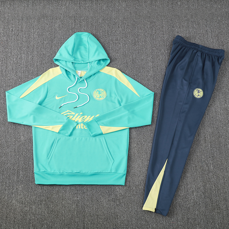 Club América 2025 Training Hoodie Set - Green Hoodie and Deep Blue Pants - Unitedfutballjersey