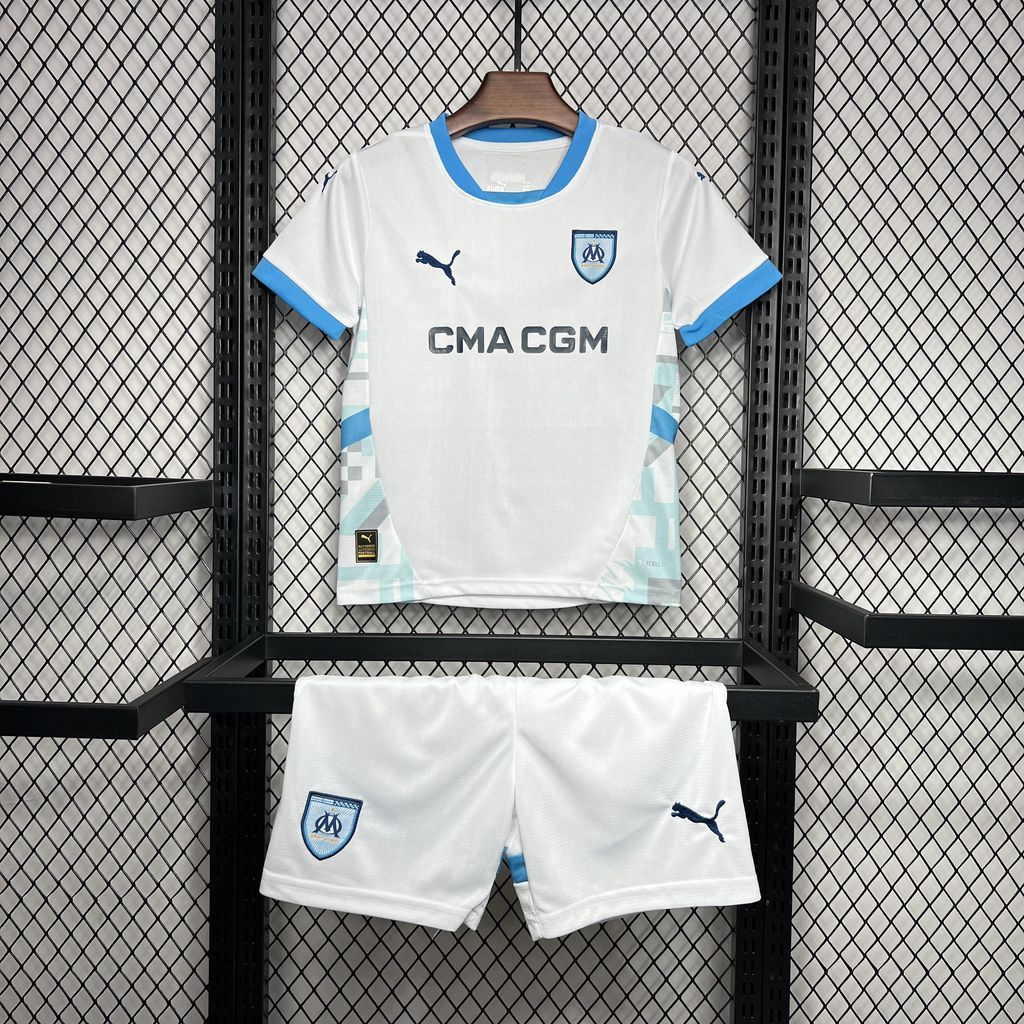 Marseille 24-25 Home Stadium Kids Kit - Unitedfutballjersey