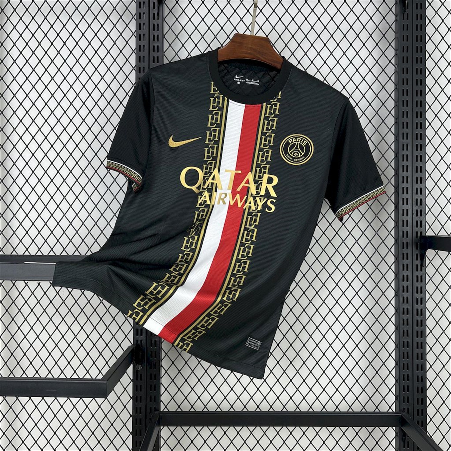 Paris Saint-Germain PSG 25-26 Red White Stripes Black Jersey - Fans Version - Unitedfutballjersey
