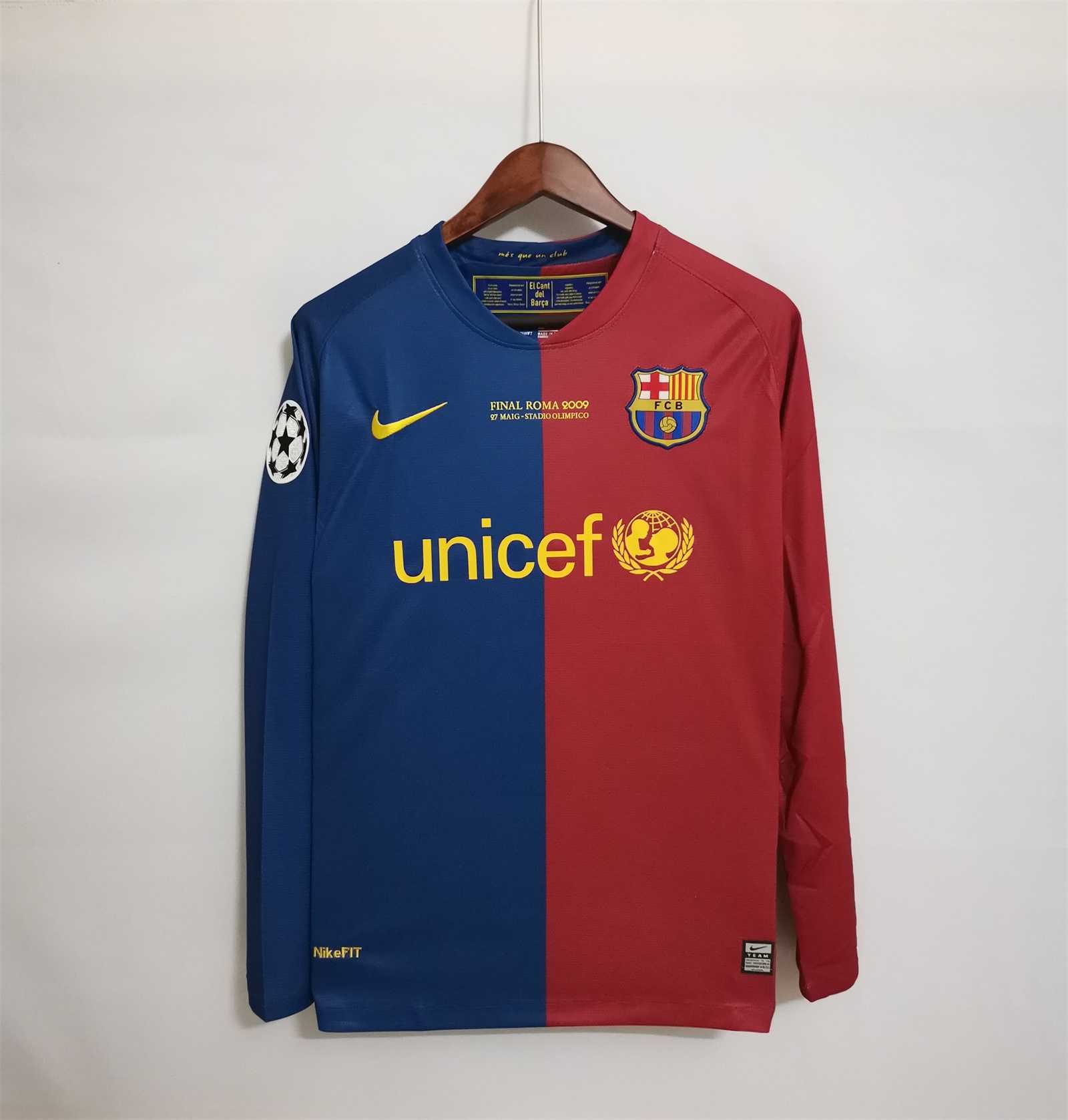 Retro Barcelona 08-09 Home Long Sleeve Jersey - Unitedfutballjersey
