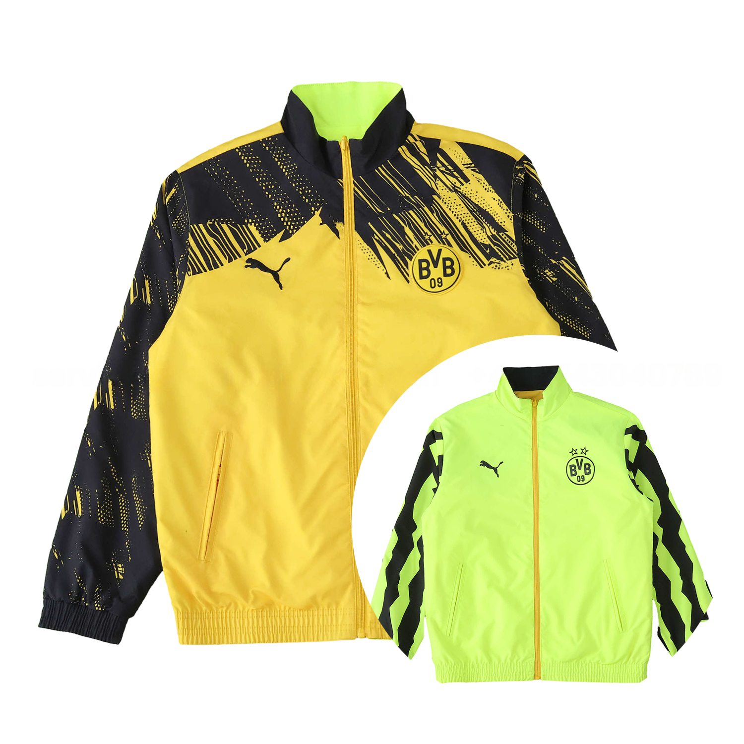 Dortmund 25-26 Double Sided Reversible Windbreaker - Green & Yellow - Unitedfutballjersey
