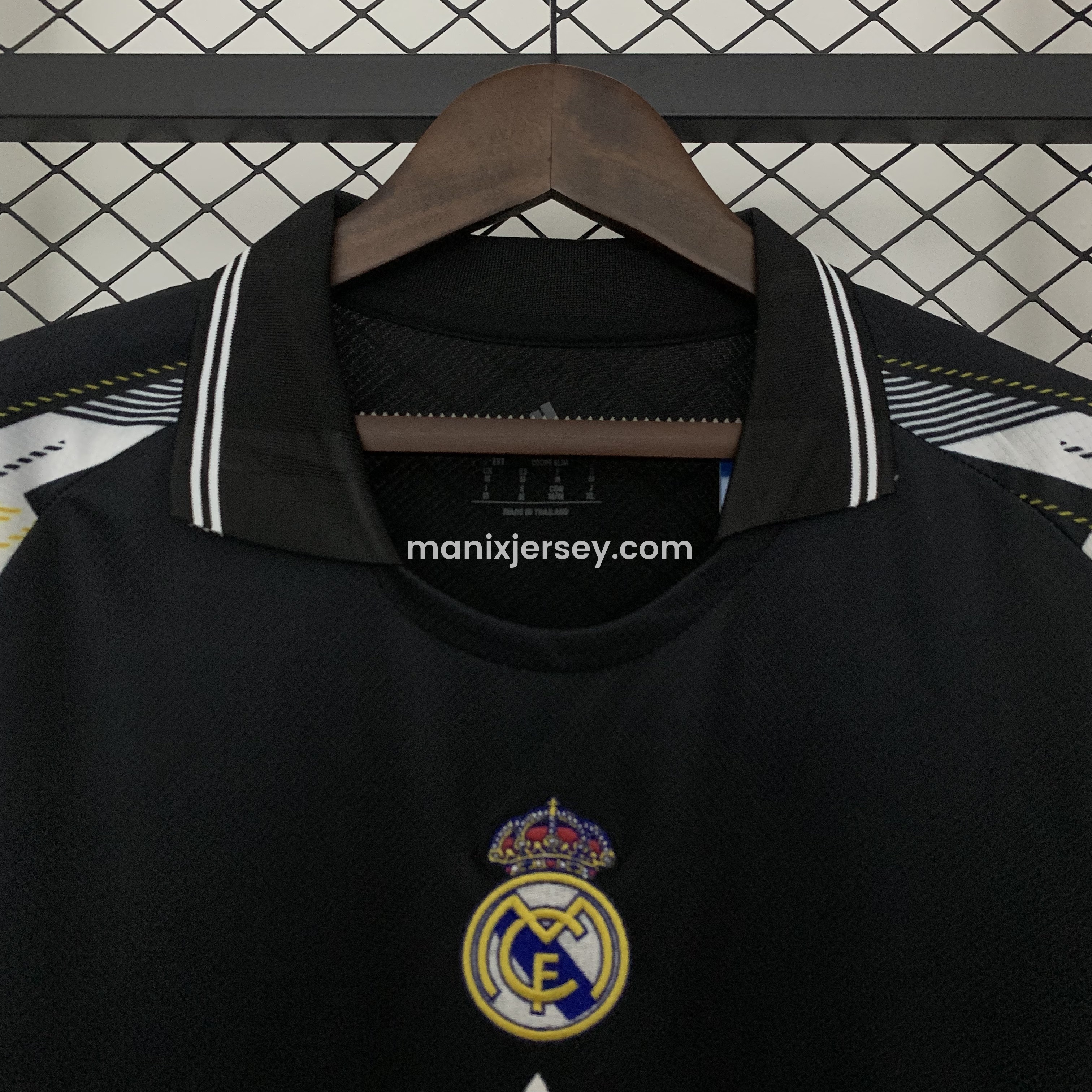 Real Madrid 25-26 Black Gold White Three Bars Jersey - Fans Version - Unitedfutballjersey