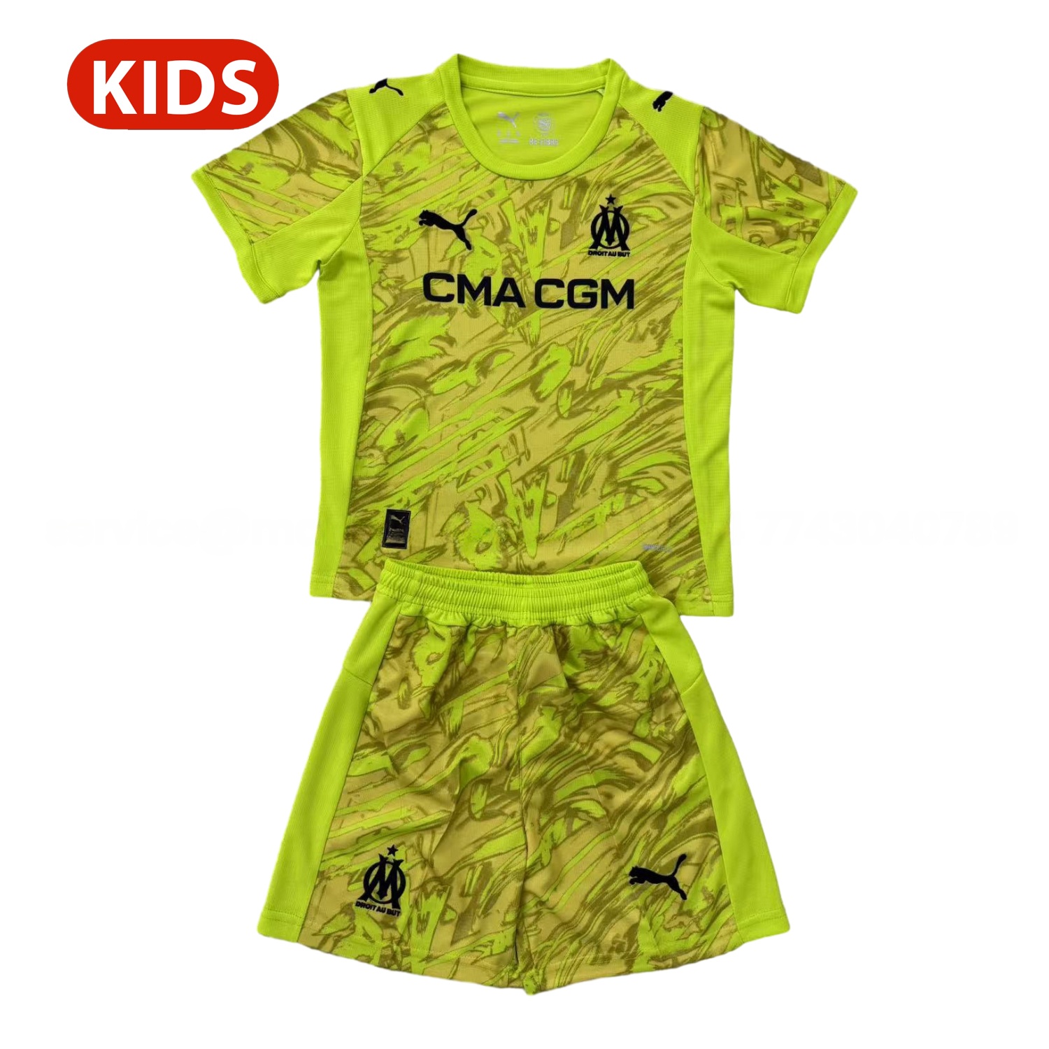 Marseille 25-26 Green Goalkeeper Kids Kit - Unitedfutballjersey