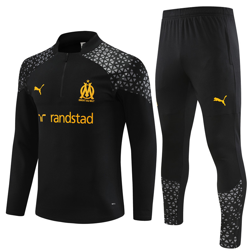 Marseille 23-24 Long Sleeve Training Set -Black and Yellow - Unitedfutballjersey