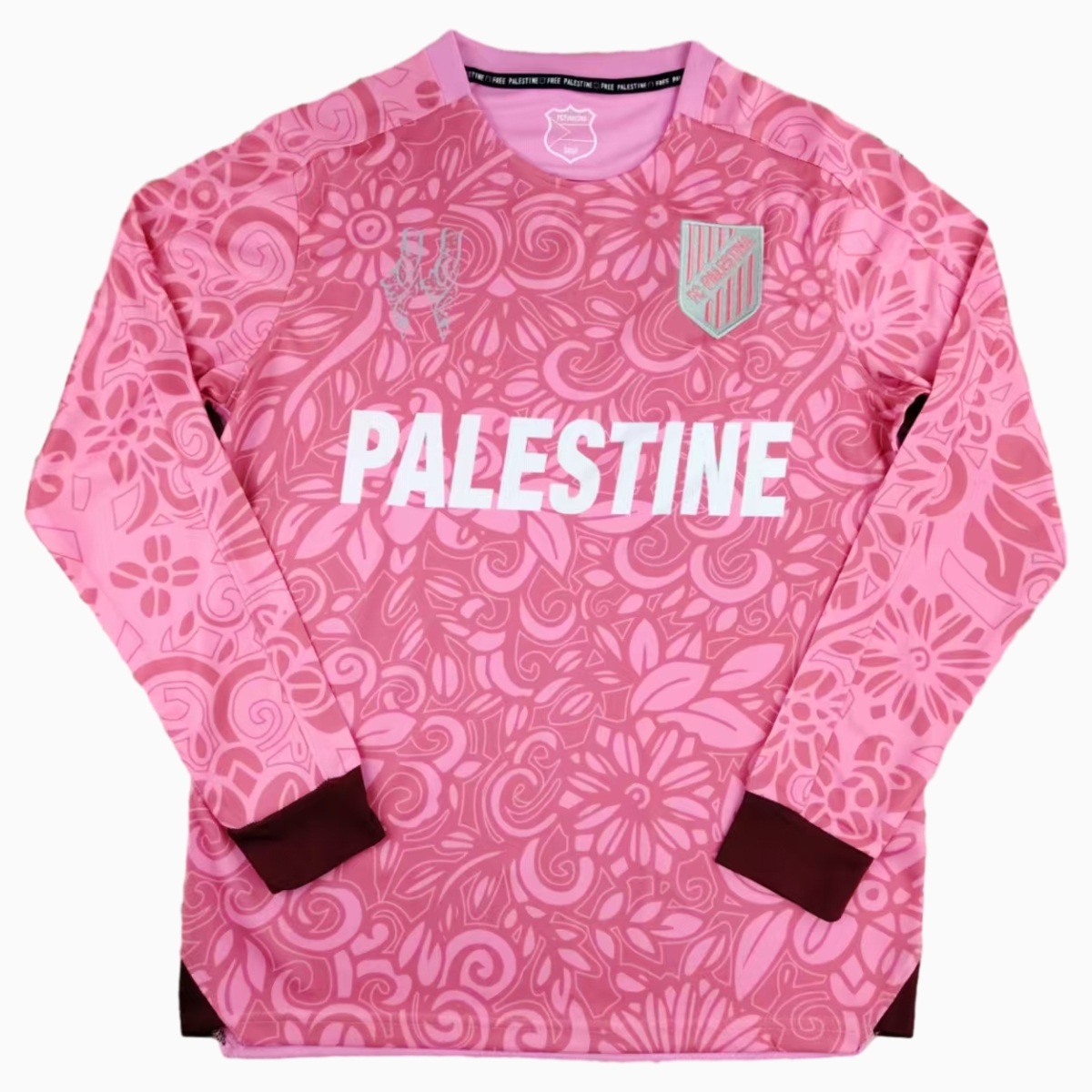 FC Palestina 23-24 Pink Patterned Long Sleeve Jersey with English - Unitedfutballjersey