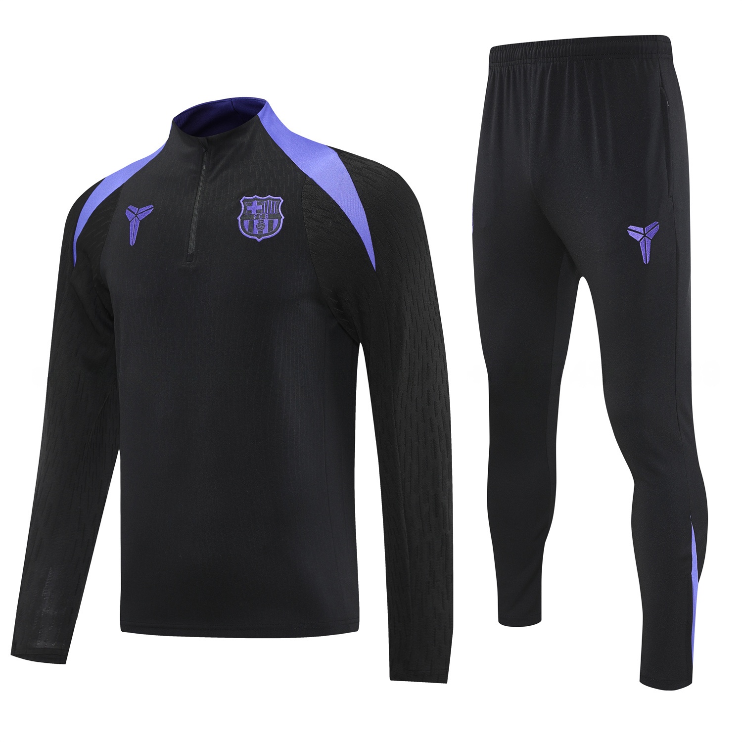 Barcelona 25-26 Long Sleeve Training Set - Black Top and Black Pants - Unitedfutballjersey