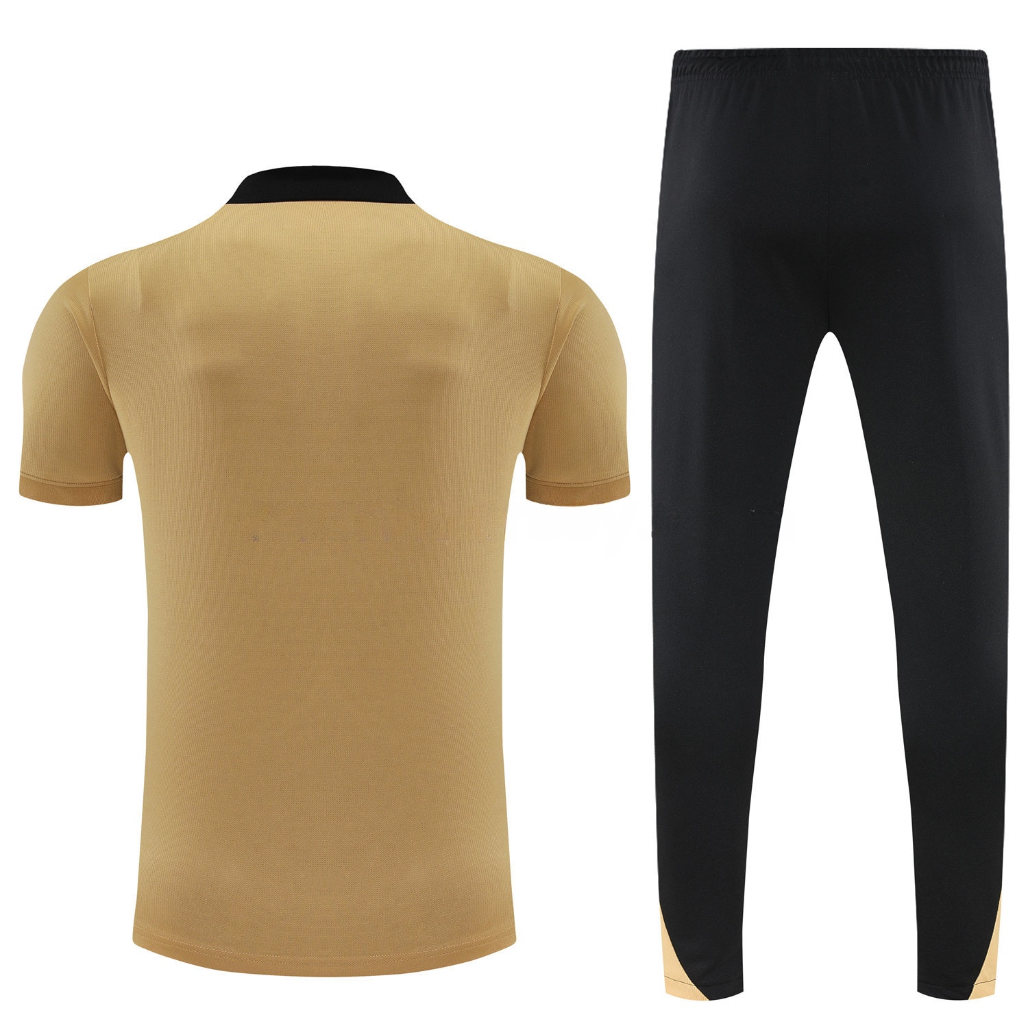 B.A.R.S.A 25-26 POLO Short-Sleeve Training Set - Light Brown Top and Black Pants - Unitedfutballjersey