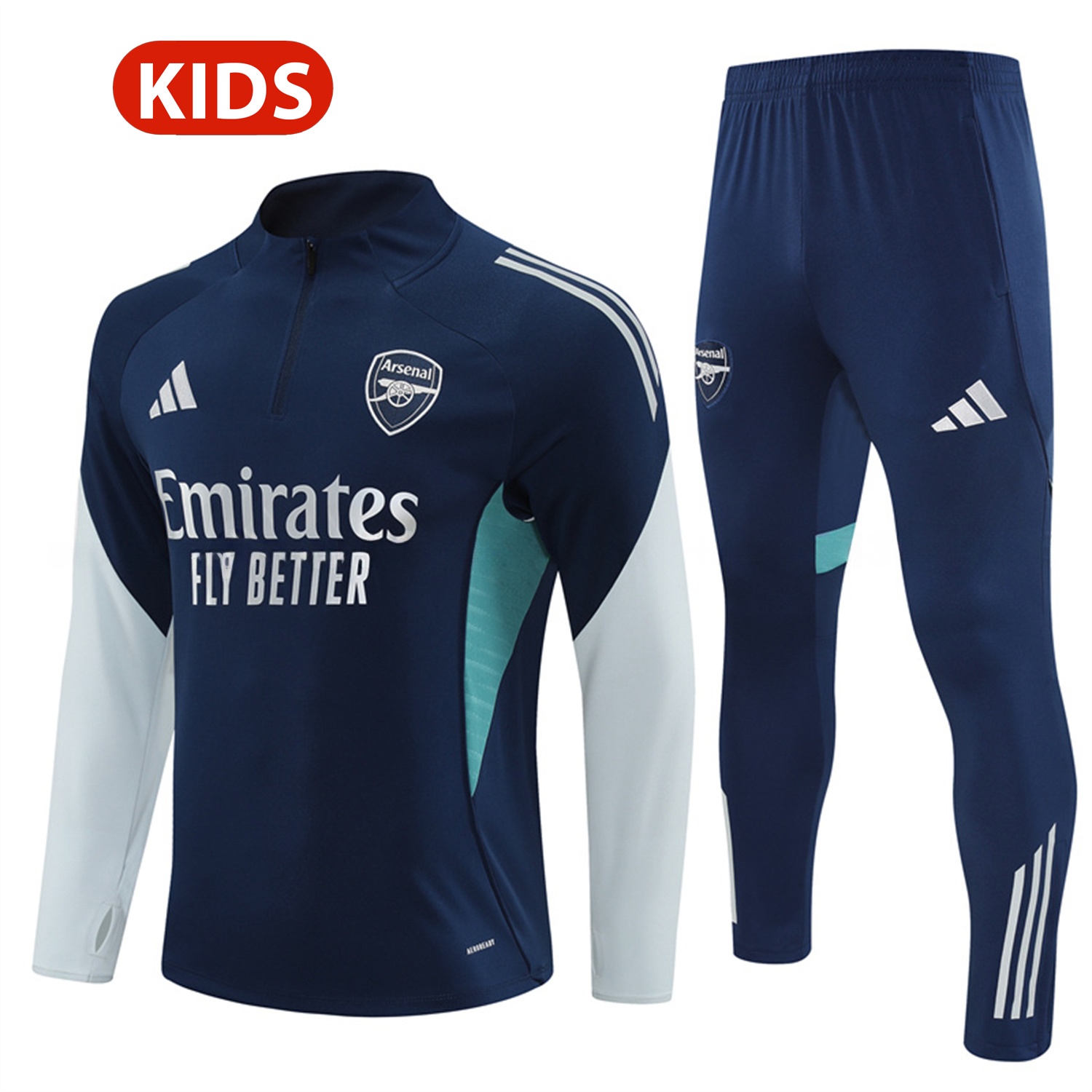 Arsenal 25-26 Kids Long Sleeve Training Set - Royal Blue Top & Royal Blue Pants - Unitedfutballjersey