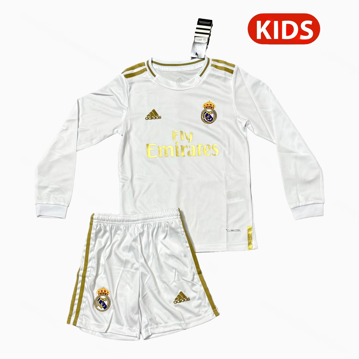 Retro Real Madrid 19-20 Home Long Sleeves Kids Kit - Unitedfutballjersey