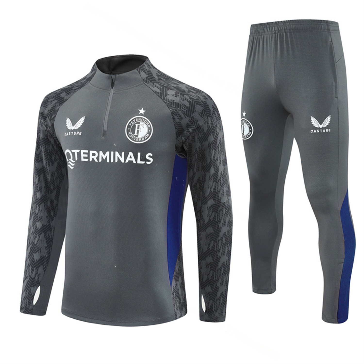 Feyenoord 25-26 Long Sleeve Training Set - Dark Gray Top & Dark Gray Pants - Unitedfutballjersey