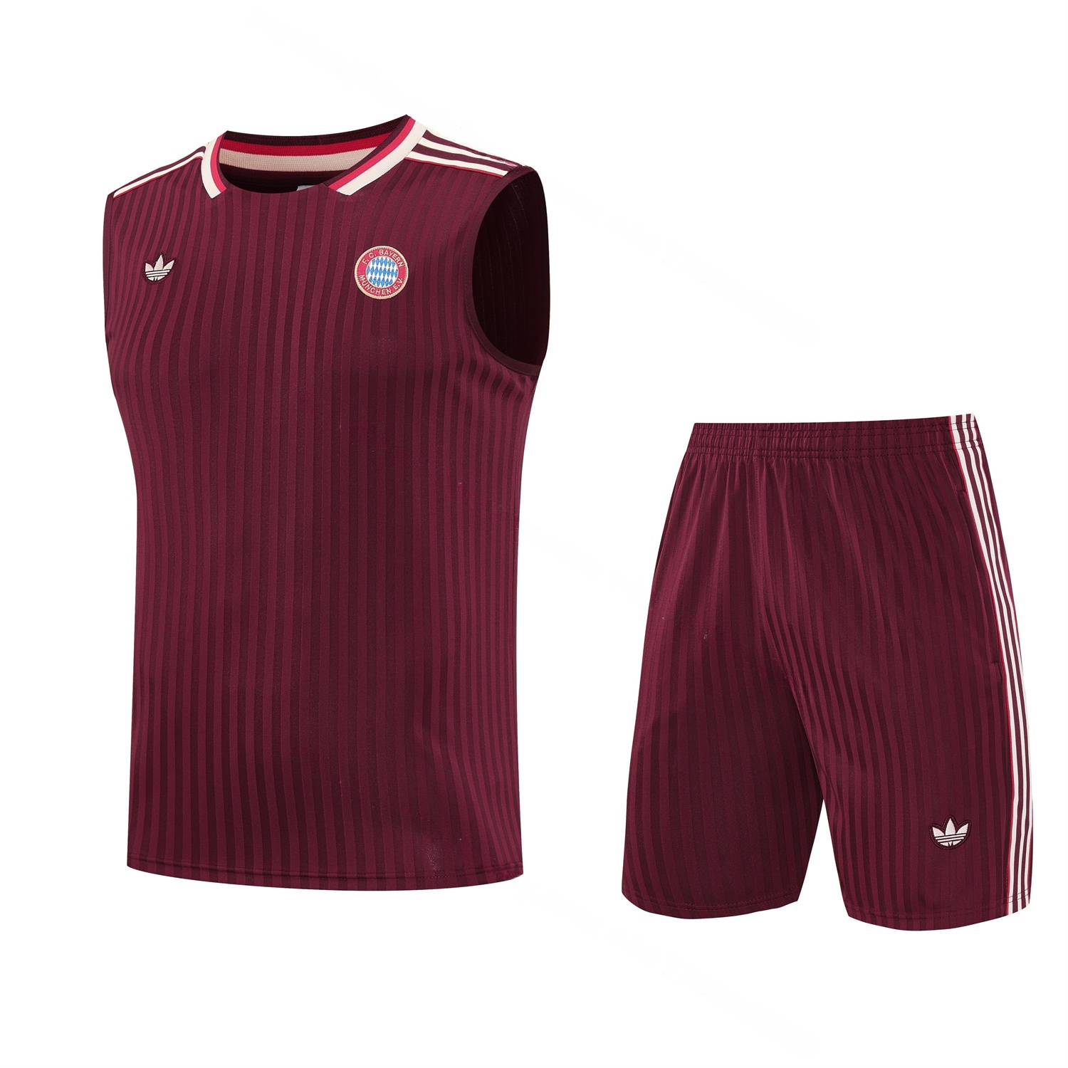 Bayern Munich 25-26 Vest Training Set - Wine Red Lines Vest & Wine Red Lines Shorts - Unitedfutballjersey