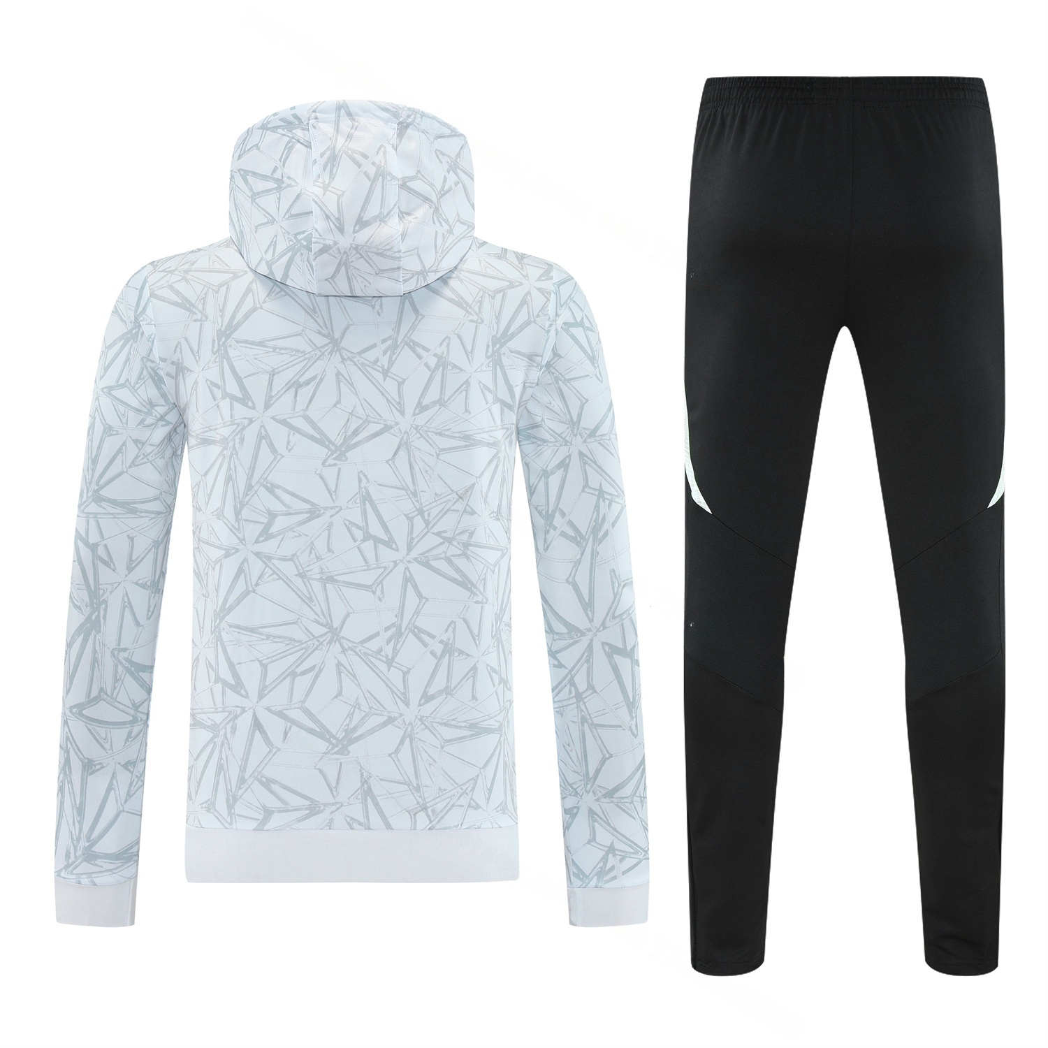 Real Madrid 25-26 Traning Hoodie Set - Triangular Spots White Hoodie With Black Pants - Unitedfutballjersey