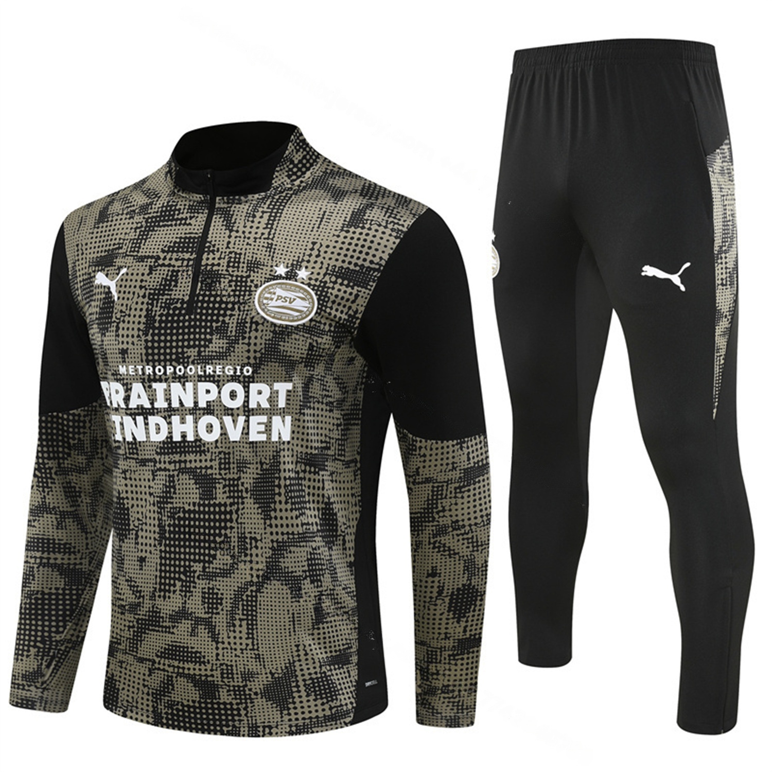 PSV Eindhoven 25-26 Long Sleeve Training Set - Army Green Top & Black Pants - Unitedfutballjersey