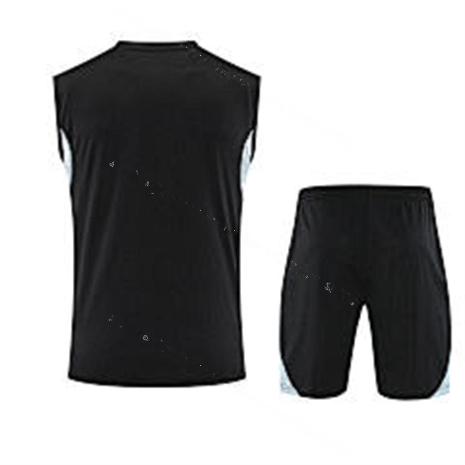 INT M.A.M 25-26 Vest Training Set - Black And Light Grey Vest & Black Shorts - Unitedfutballjersey