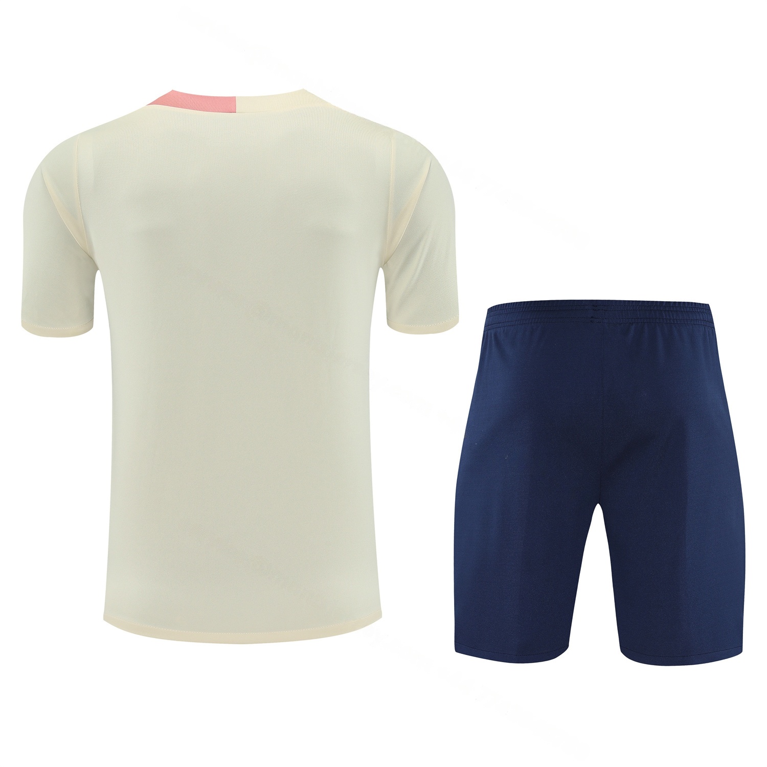 Barcelona 25-26 Short-Sleeve Training Set - Cream Top & Deep Blue Shorts - Unitedfutballjersey