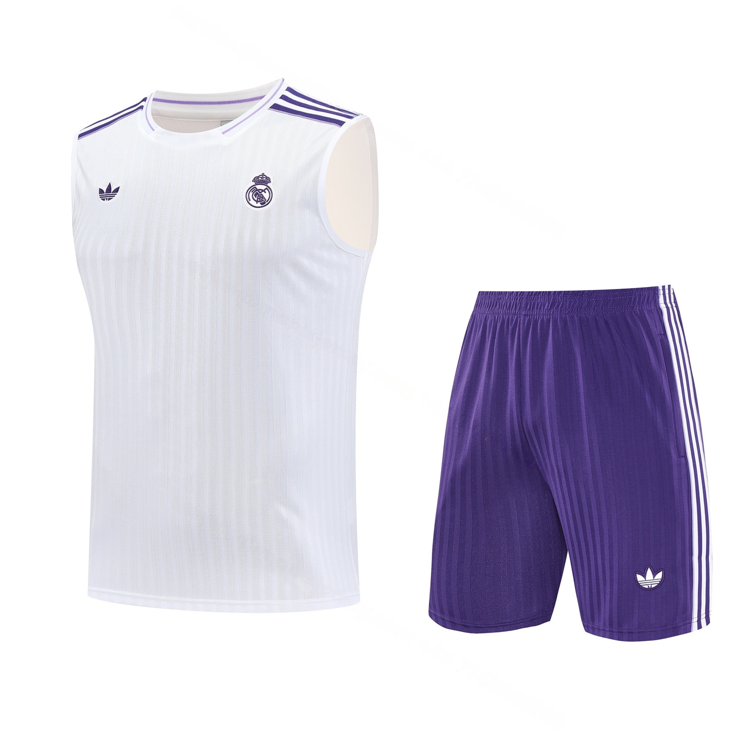 Real Madrid 25-26 Vest Training Set - Pure White Vest & Purple Shorts - Unitedfutballjersey