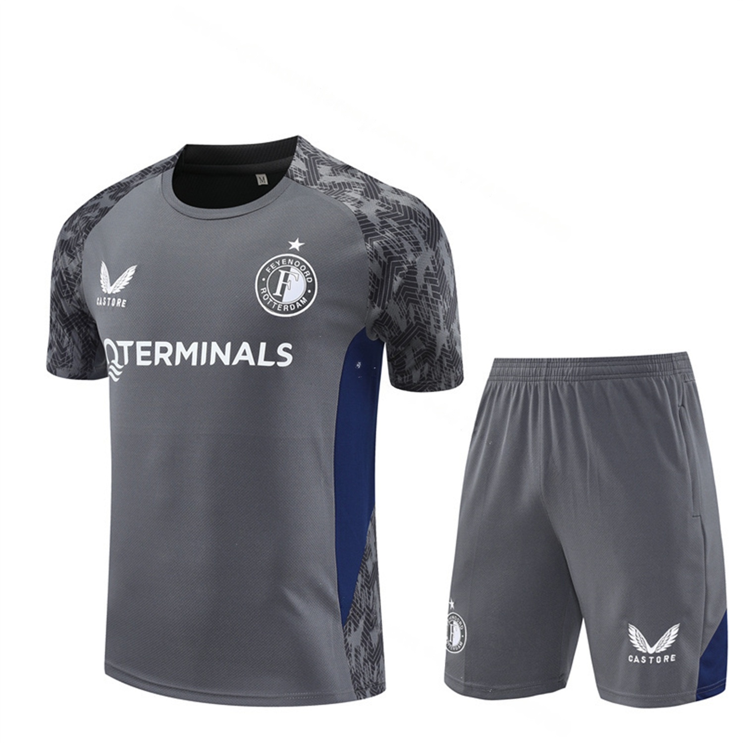 Feyenoord 25-26 Short-Sleeve Training Set - Dark Gray Top & Dark Gray Shorts - Unitedfutballjersey