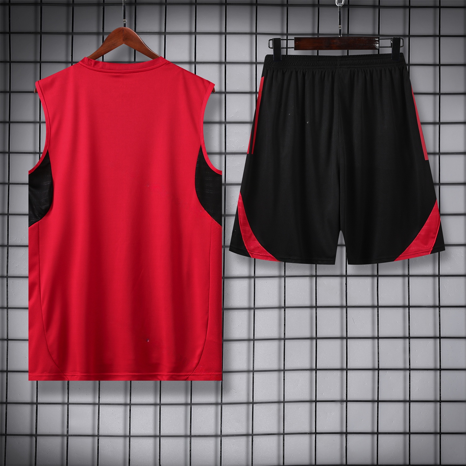 Manchester United 25-26 Vest Training Set - Pure Red Vest & Black Shorts - Unitedfutballjersey