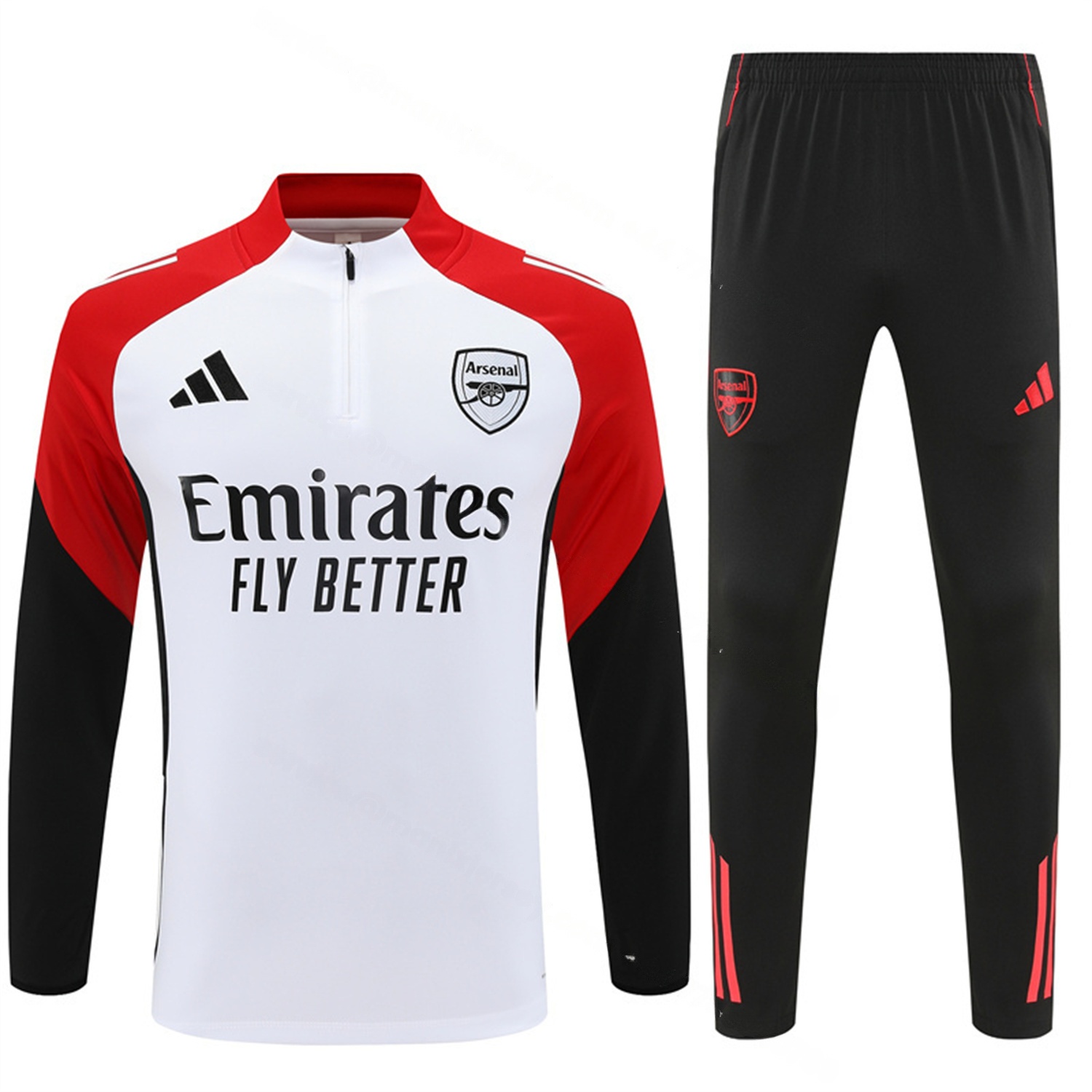 Arsenal 25-26 Long Sleeve Training Set - White Top & Black Pants - Unitedfutballjersey