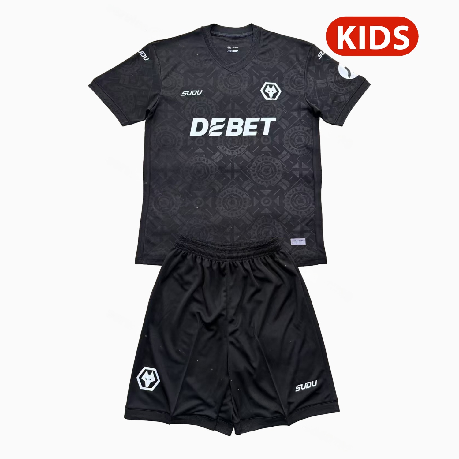 Wolverhampton Wanderers Wolves 25-26 Black Goalkeeper Kids Kit - Unitedfutballjersey