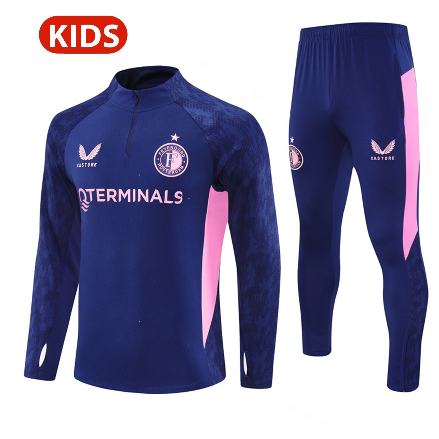 Feyenoord 25-26 Kids Long Sleeve Training Set - Royal Blue Top & Royal Blue Pants - Unitedfutballjersey