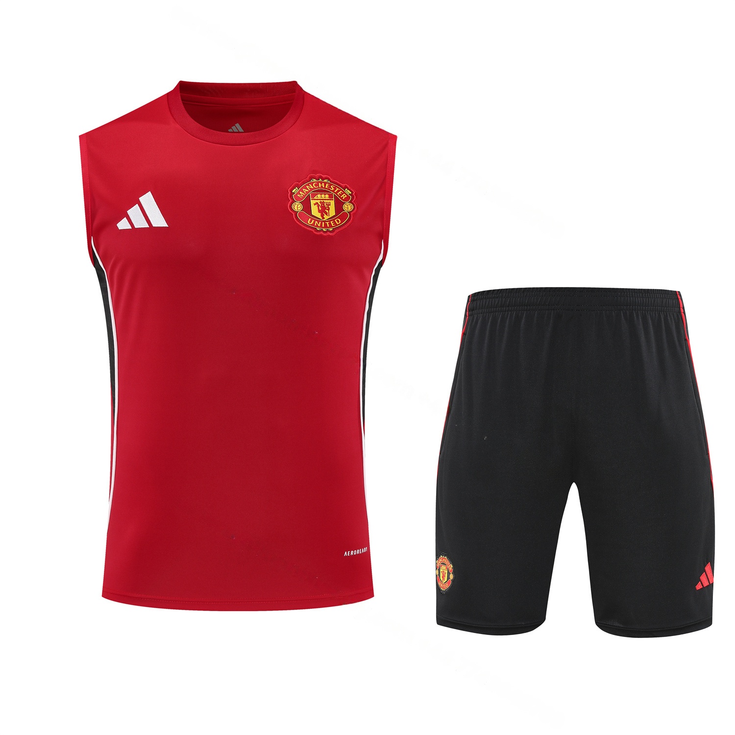 Manchester United 25-26 Vest Training Set - Pure Red Vest & Black Shorts - Unitedfutballjersey