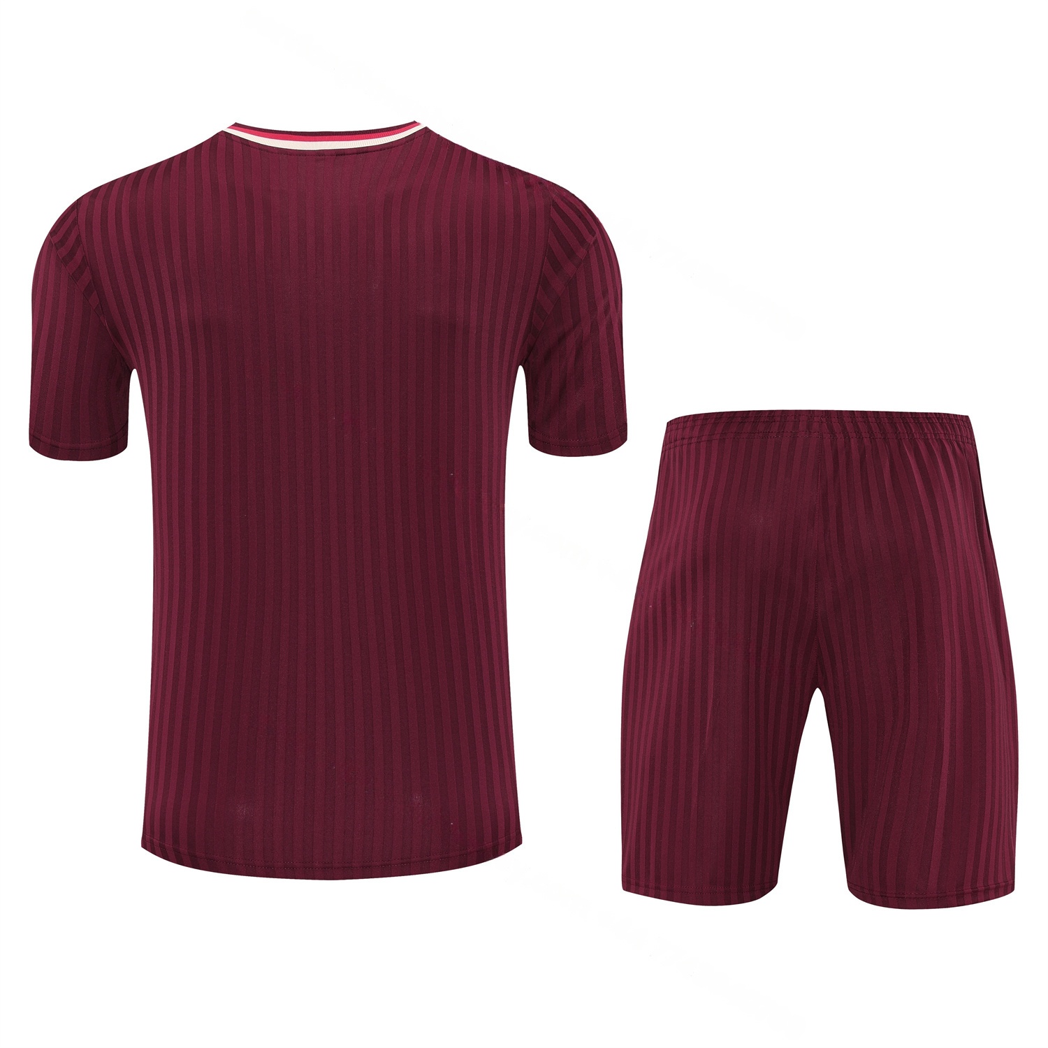 Bayern Munich 25-26 Short-Sleeve Training Set - Wine Red Lines Top & Wine Red Lines Shorts - Unitedfutballjersey