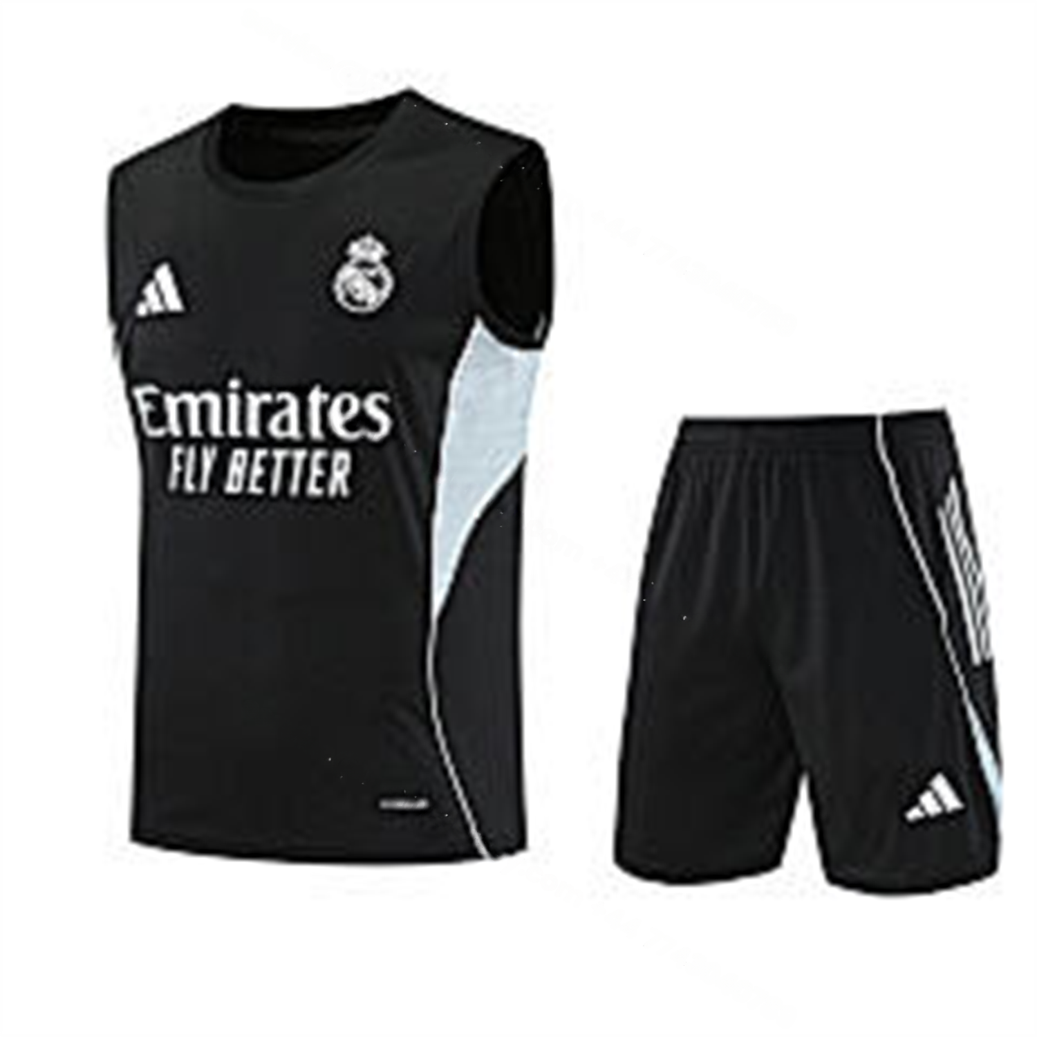 Real Madrid 25-26 Vest Training Set - Black And Light Grey Vest & Black Shorts - Unitedfutballjersey