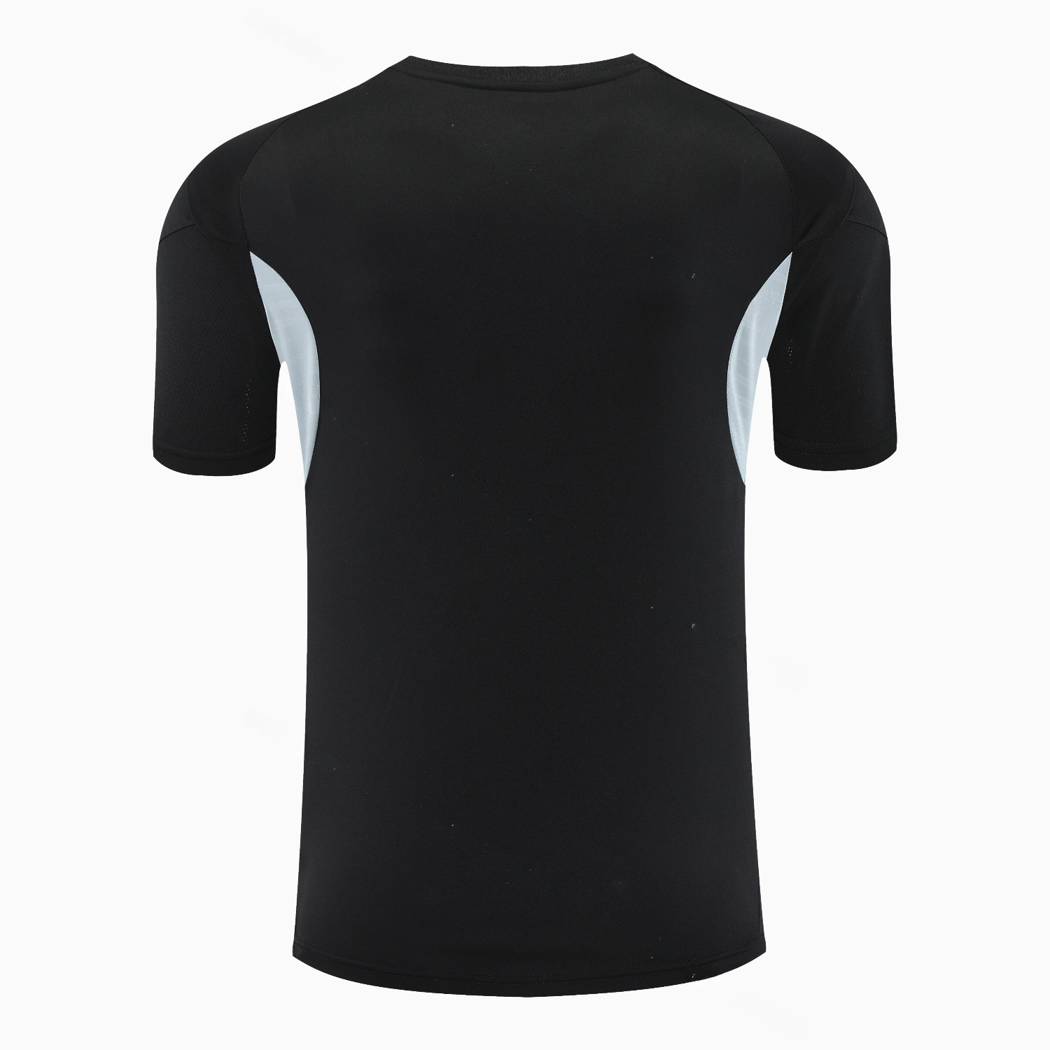 INT M.A.M 25-26 Short-Sleeve Training Set - Light Grey Stripes Black Top & Black Shorts - Unitedfutballjersey