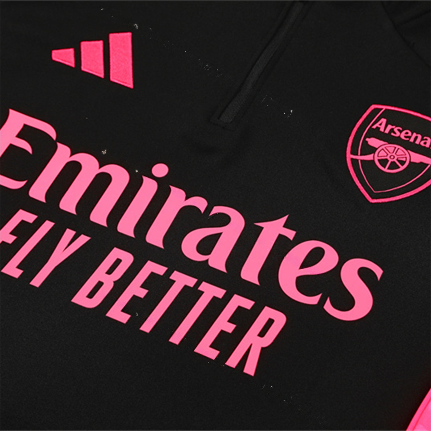 Arsenal 25-26 Long Sleeve Training Set - Pink Logo Black Top & Black Pants - Unitedfutballjersey