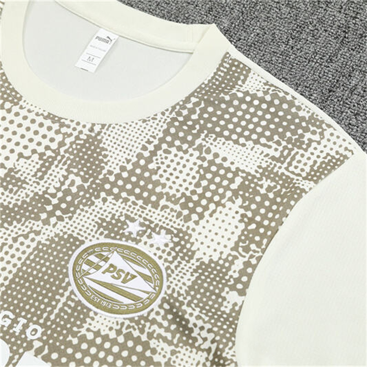 PSV Eindhoven 25-26 Kids Short-Sleeve Training Set - Khaki Top & Black Shorts - Unitedfutballjersey